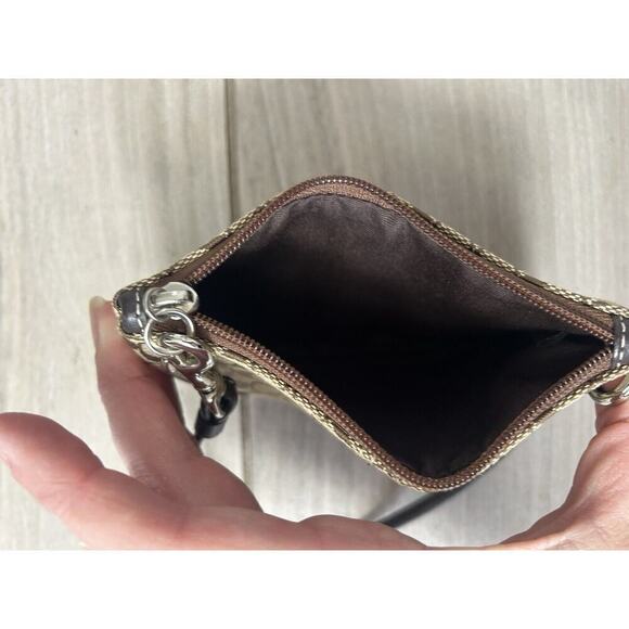 Coach Vintage Signature C Monogram Canvas Wristlet Leather Strap Y2K MF - Picture 3 of 5